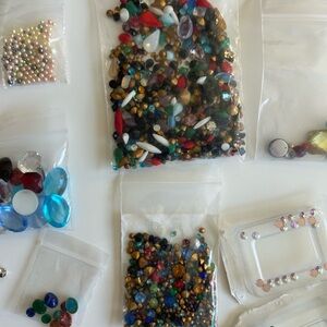 Huge Collection of Faceted Glass Replacement Crystals + Tool and more